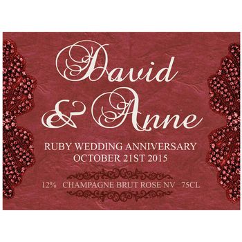 Ruby 40th Wedding Anniversary Personalised Champagne, 2 of 7
