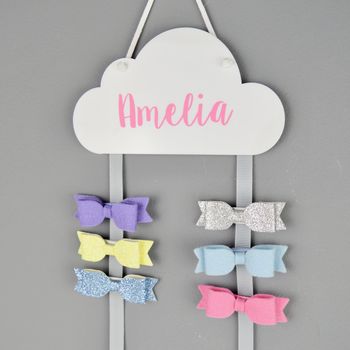 Personalised Hair Bow Holder White With Colour Options, 2 of 12