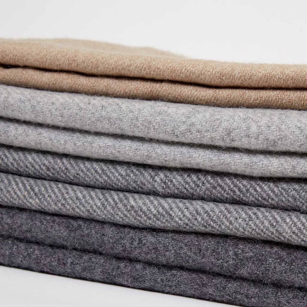 100% Pure Cashmere Throw Cloud Grey Reversible By Tolly McRae