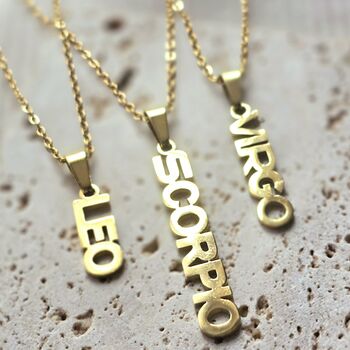 Starsign Words Necklace In Stainless Steel With Adjustable Chain, 3 of 4