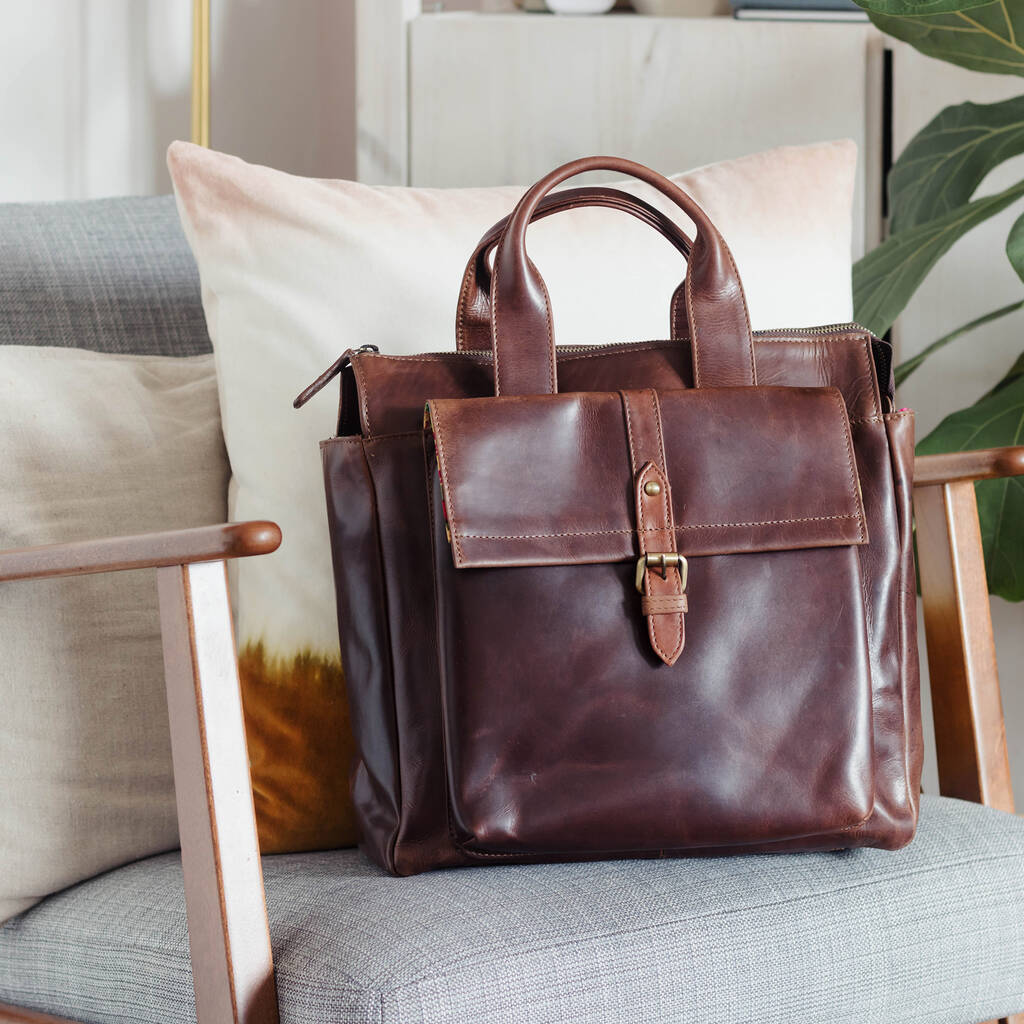 Leather Convertible Backpack To Tote Bag By The Leather Store