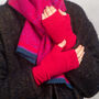 Soft Knitted Fingerless Mittens Pink, thumbnail 8 of 10