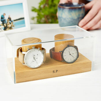 Personalised Watch Display Case – Solid Oak And Acrylic, 4 of 9