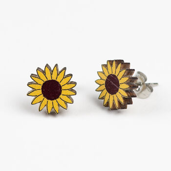 Wooden Sunflower Earrings, 2 of 3