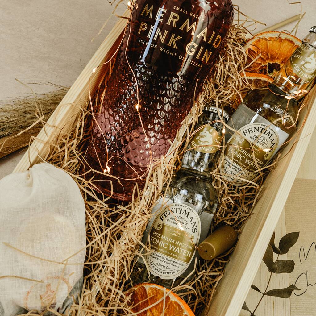 Personalised Mermaid Pink Gin Gift Set With Tonics By SpiritSmith