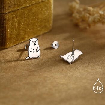 Sterling Silver Groundhog Stud Earrings, 4 of 12