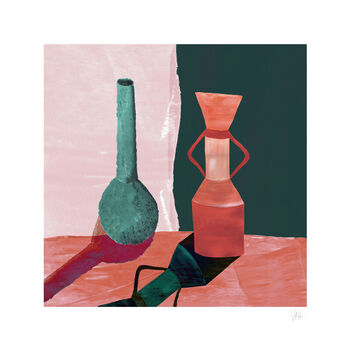 Teal And Terracotta Ceramic Vases Print, 3 of 7