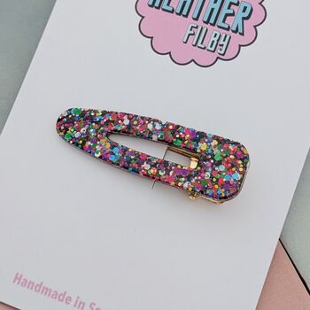 Rainbow Glitter Hair Clip / Pride Celebration Barrette / Colourful Festival Fashion Slide / Multi Colour Statement Hair Accessory, 2 of 4