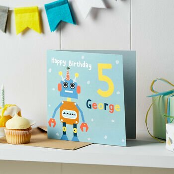 Personalised Robot Birthday Card With Age, 2 of 3