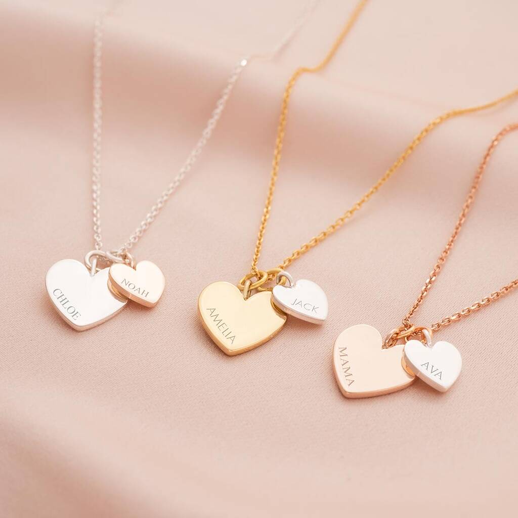 Double Heart Personalised Name Necklace By Bloom Boutique