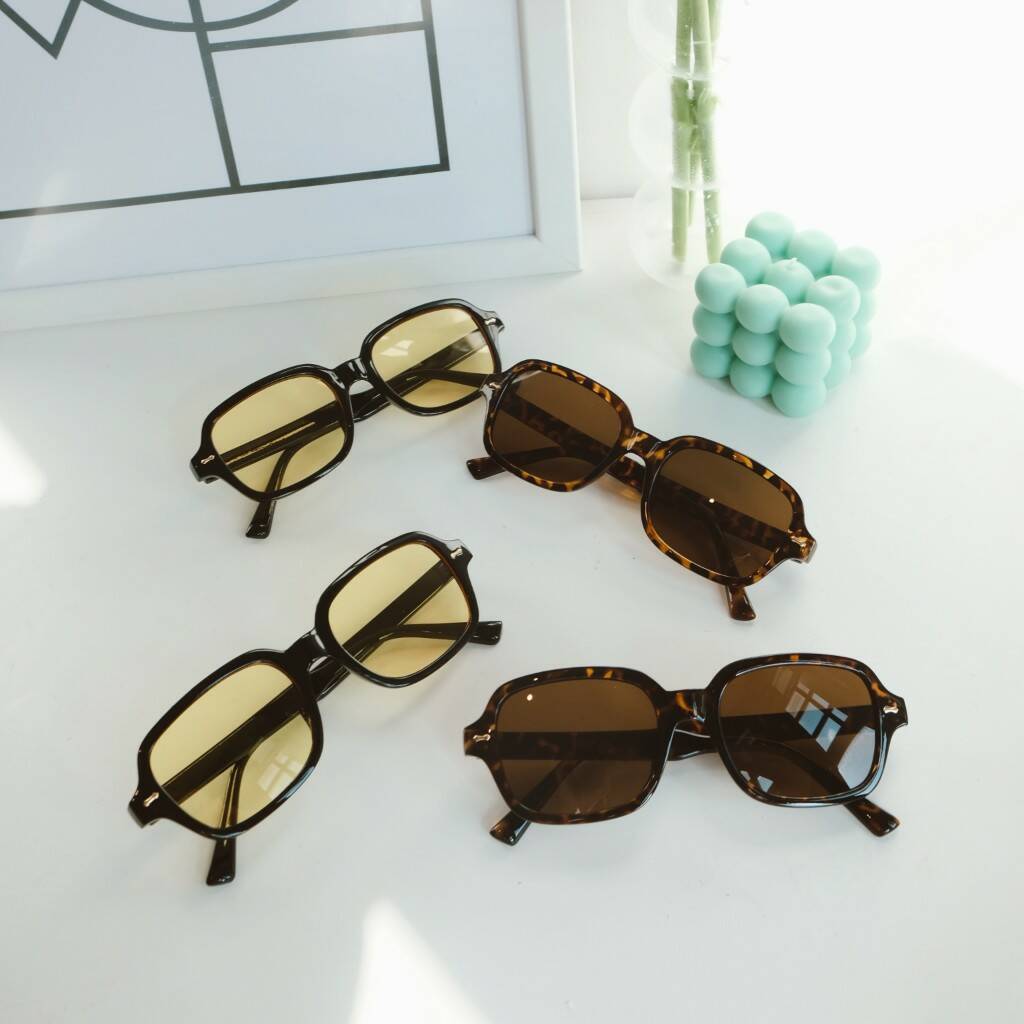 Haye Retro Square 70s Style Tinted Lens Sunglasses, 1 of 3