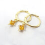 Citrine November Birthstone Delicate Dangle Hoops, thumbnail 1 of 4