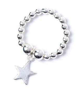 Sterling Silver Ball Bead Ring With Star, 5 of 8