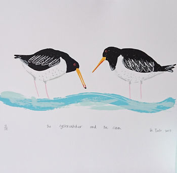 The Oystercatcher And The Clam Handprinted Screenprint, 3 of 3