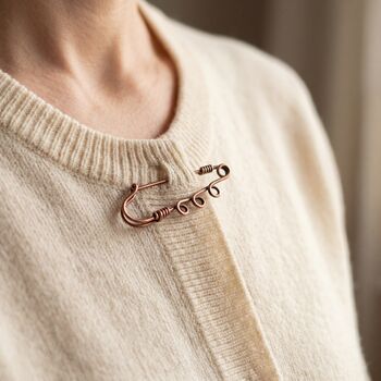 Handmade Copper Safety Pin Brooch, 4 of 11