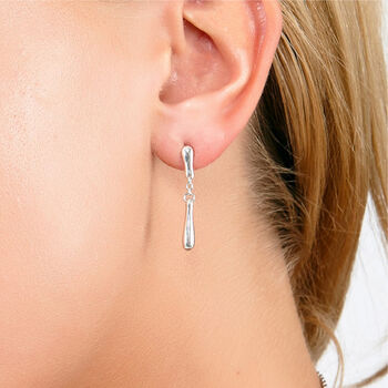 Solid Sterling Silver Falling Drop Earrings, 2 of 5