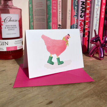 Bubblegum Chicken Illustrated Blank Greeting Card, 3 of 11