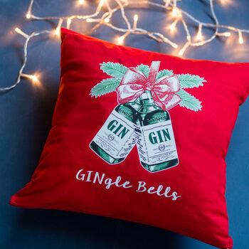 'Gingle Bells' Gin Christmas Cushion, 2 of 6