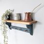 Cottage Style Wooden Shelf With Peg Rail Bancha Green, thumbnail 3 of 5