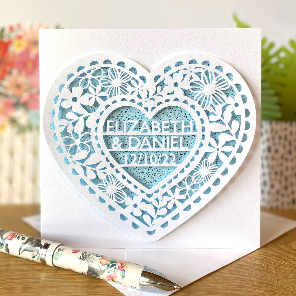Personalised Floral Heart Wedding Or Anniversary Card, 1 of 2