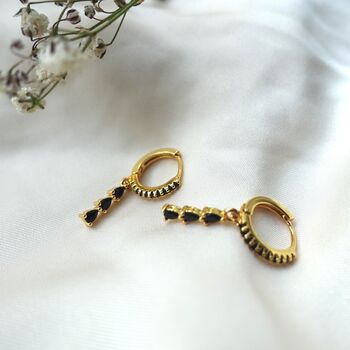 Black Hoop Earrings, Black Earring Set, Personalised Jewellery Gift For Her, 3 of 7