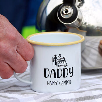 Personalised Happy Camper Enamel Camping Mug, 3 of 9