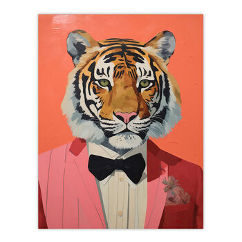 Dressed To Kill Tiger Animal Portrait Wall Art Print, 6 of 6