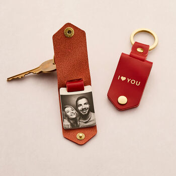 Personalised Red Multi Photo Leather Case Keyring, 3 of 7