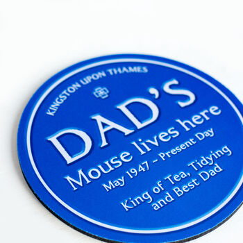Personalised Blue Plaque Mouse Mat For Dad, 5 of 5