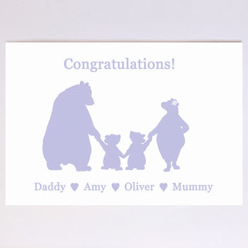 Personalised New Baby Boy Or New Baby Girl Bears Card, 3 of 8