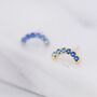 Ombre Sapphire Blue Cz Curved Bar Stud Earrings, thumbnail 1 of 12