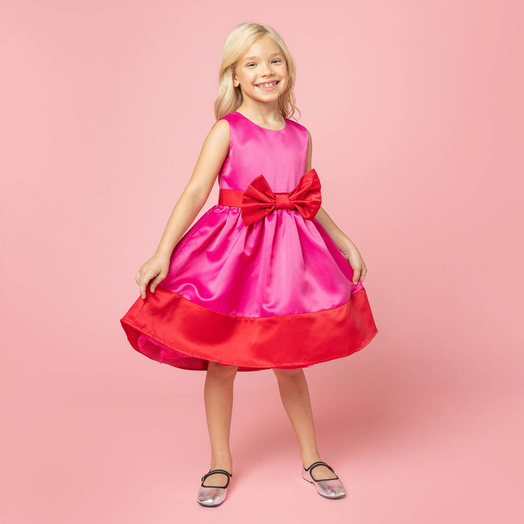 Christmas Red And Pink Girls Party Dress, 1 of 3