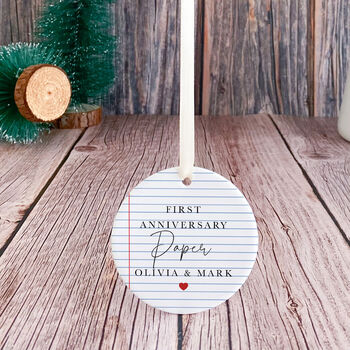 Personalised First Paper Anniversary Ceramic Ornament, 7 of 7