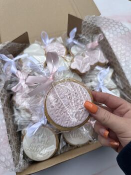 Baby Pink Baby Shower Biscuit Favours, 6 of 12
