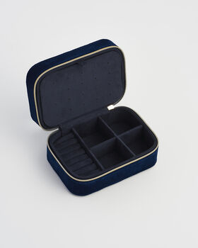 Rosy Posy Embroidered Blue Large Jewellery Box, 5 of 6