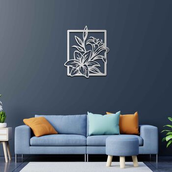 Handmade Wooden Lily Floral Wall Art For Living Room Or Bedroom, 6 of 9