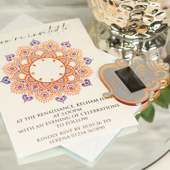Ganesh Indian Mandala Wedding Invitation Magnets, 2 of 9