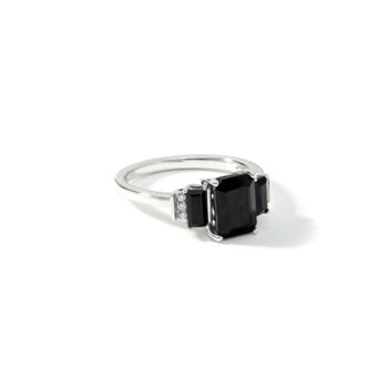White Gold Black Sapphire And Diamond Trilogy Ring, 5 of 6