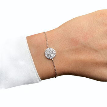 Disc Bracelet Cz Rose Or Gold Plated 925 Silver, 2 of 9