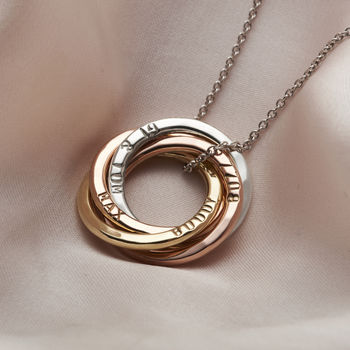 Personalised Mixed Gold Russian Ring Necklace, 3 of 12