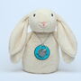Cream Bunny Door Stop With Engraved Heart Keyring, thumbnail 4 of 9