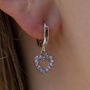 Sterling Silver Pink Crystal Heart Earrings, thumbnail 2 of 5