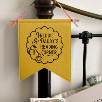 Personalised Daddy's Reading Corner Pennant Flag Gift For Dad, 3 of 6