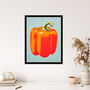 Minimalist Bell Pepper Kitchen Orange Wall Art Print, thumbnail 4 of 6