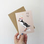 Party Puffin Hand Painted Birthday Card, thumbnail 2 of 4