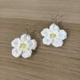 Handmade Crochet White Daisy Earrings: Surgical Steel, thumbnail 12 of 12