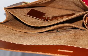 Handcrafted Tan Leather Laptop Bag Gift For Him, 8 of 10