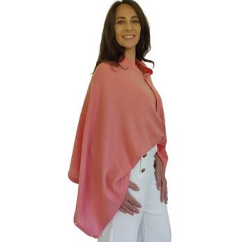 Coral Pink 100% Cashmere Button Poncho Gift Boxed, 4 of 10