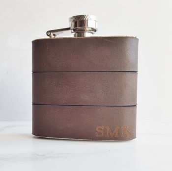 Personalised Hip Flask Made With Re Purposed Leather, 5 of 6