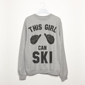 This Girl Can Ski Women's Skiing Slogan Sweatshirt, 2 of 3
